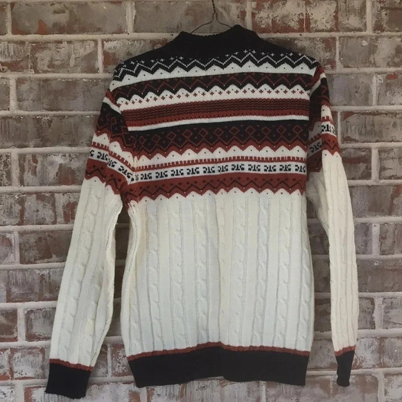 Thane Vintage Cable Patterned Stripes Crew Neck Ski Sweater - Picture 4 of 4